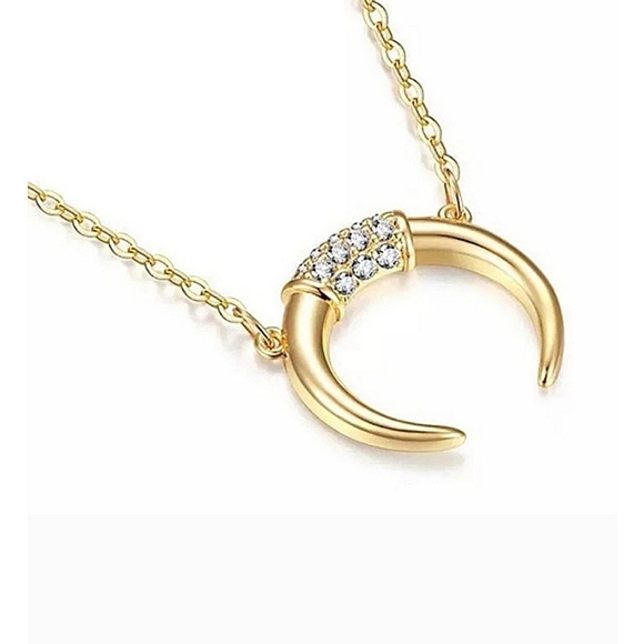 NEW‎ Women's 18k Gold-Plated Crescent Moon Half Moon Necklace, 16-18" - Picture 3 of 5
